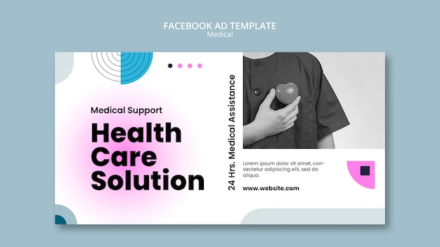 Modelo de facebook de cuidados médicos de design plano