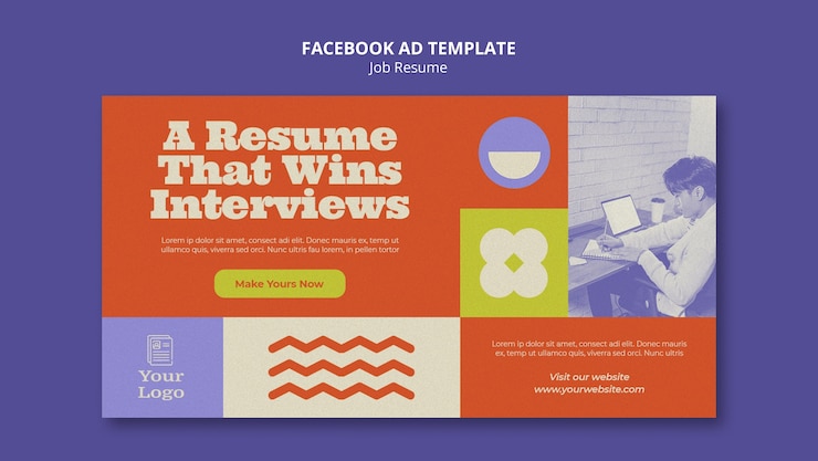 PSD grátis modelo de facebook de currículo de trabalho de design plano