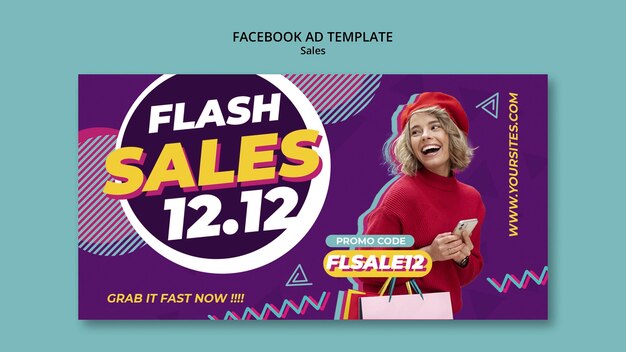 Modelo de facebook de desconto de vendas