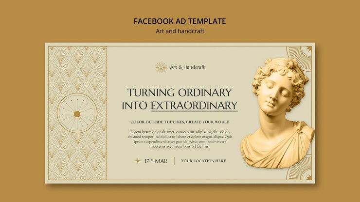 PSD grátis modelo de facebook de design plano de artes e artesanato.