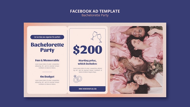 Modelo de facebook de despedida de solteira gradiente