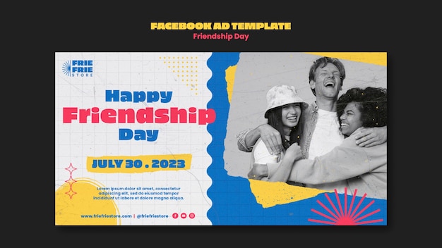 PSD grátis modelo de facebook de dia da amizade de design plano