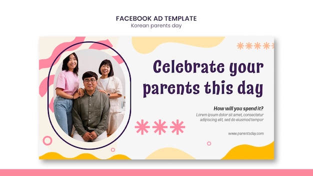 PSD grátis modelo de facebook de dia dos pais coreano de design plano