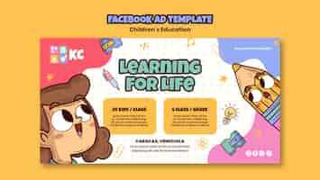 PSD grátis modelo de facebook de educação infantil de design plano