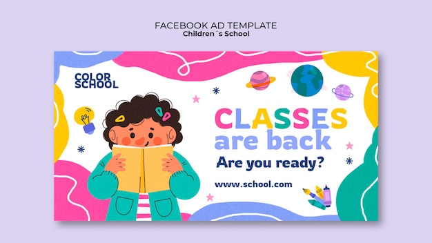 Modelo de Facebook de educação infantil de design plano