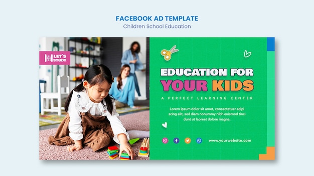PSD grátis modelo de facebook de educação infantil