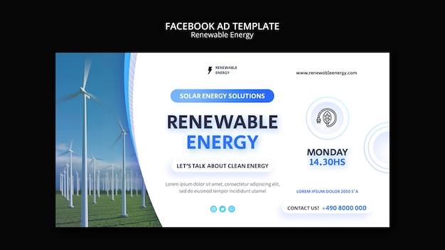 PSD grátis modelo de facebook de energia renovável