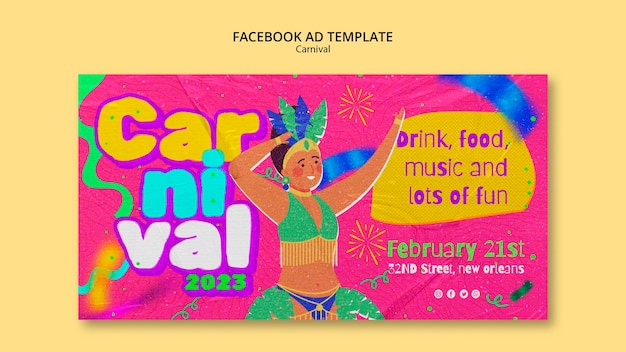 PSD grátis modelo de facebook de entretenimento de carnaval