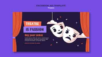 PSD grátis modelo de facebook de espetáculo de teatro