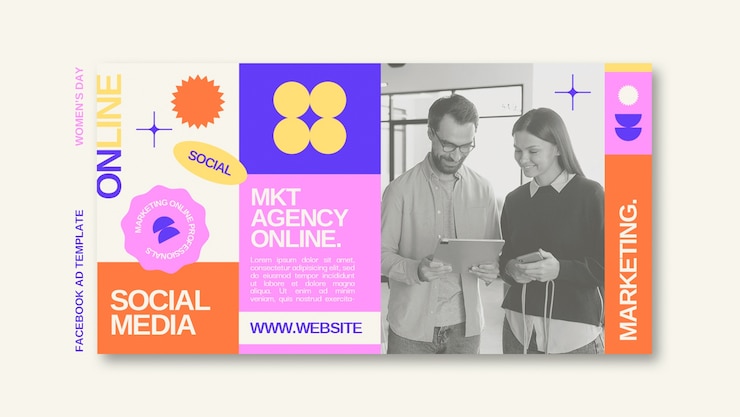 PSD grátis modelo de facebook de estratégia de marketing de design plano