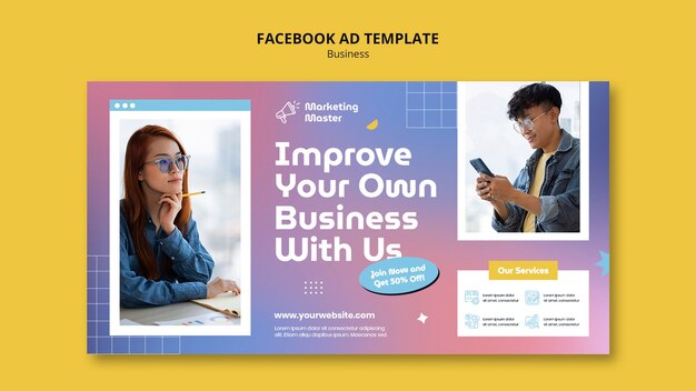 Modelo de facebook de estratégia de negócios gradiente