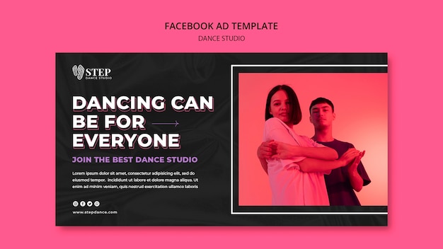 PSD grátis modelo de facebook de estúdio de dança texturizado