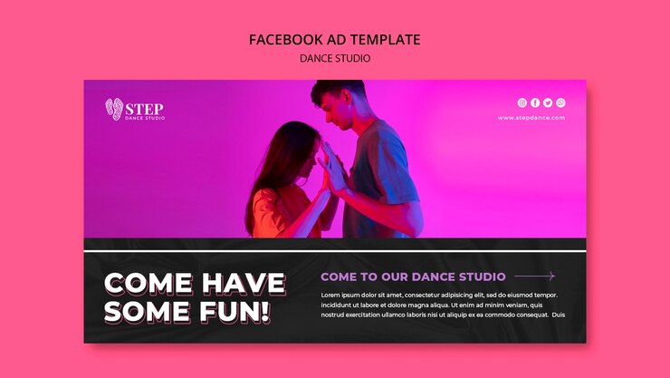 PSD grátis modelo de facebook de estúdio de dança texturizado