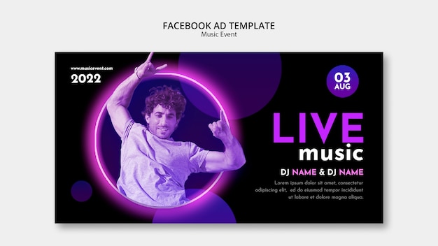 PSD grátis modelo de facebook de evento de música gradiente