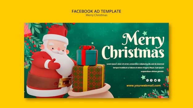 PSD grátis modelo de facebook de feliz natal design plano