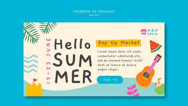 Modelo de facebook de férias de verão