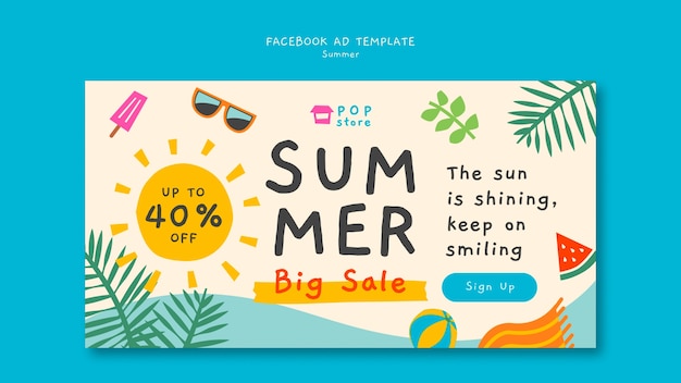 Modelo de facebook de férias de verão