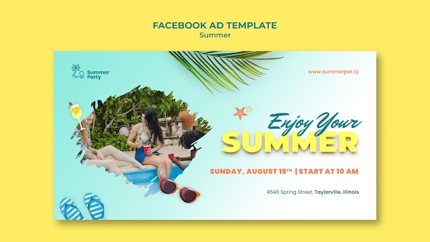 PSD grátis modelo de facebook de férias de verão