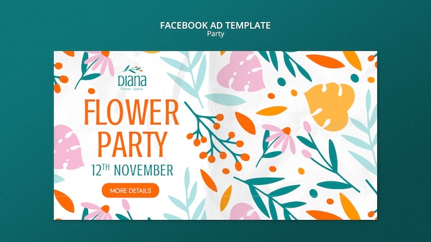 Modelo de facebook de festa de design plano