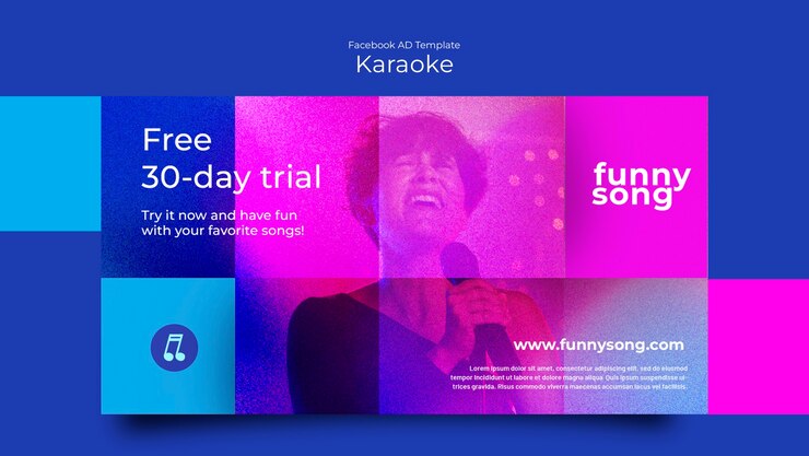 PSD grátis modelo de facebook de festa de karaokê gradiente