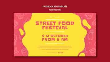 PSD grátis modelo de facebook de festival de comida de design plano