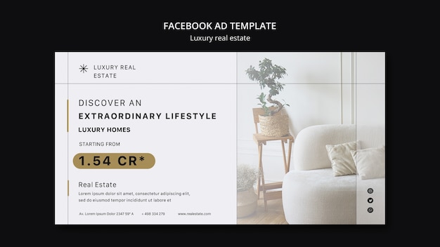 Modelo de facebook de imóveis de luxo