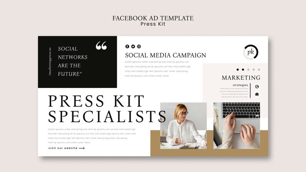 Modelo de facebook de kit de imprensa mínimo