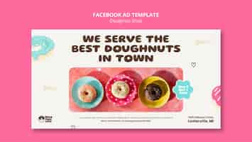 PSD grátis modelo de facebook de loja de donuts de design plano