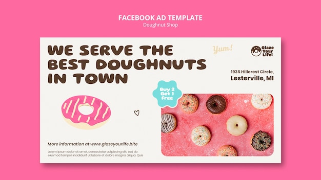 Modelo de facebook de loja de donuts