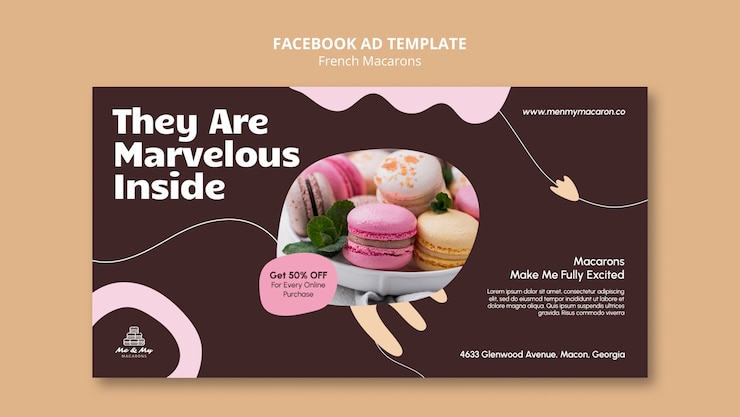 PSD grátis modelo de facebook de macarons franceses