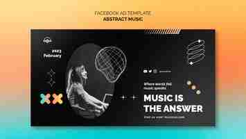 PSD grátis modelo de facebook de música abstrata desenhada à mão