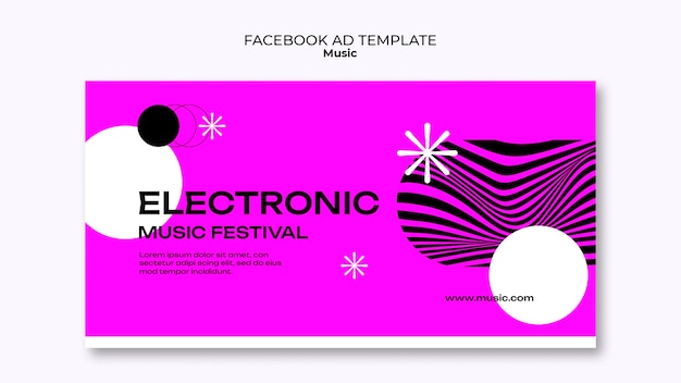 PSD grátis modelo de facebook de música eletrônica de design plano