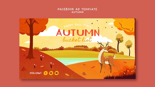 Modelo de facebook de natureza de temporada de outono de design plano
