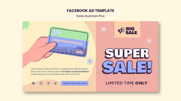 Modelo de facebook de negócios de vendas desenhado à mão
