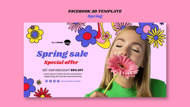 PSD grátis modelo de facebook de oferta de venda de primavera