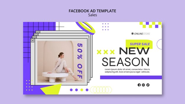 Modelo de facebook de oferta de vendas geométricas