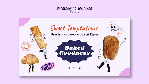 PSD grátis modelo de facebook de padaria desenhada à mão