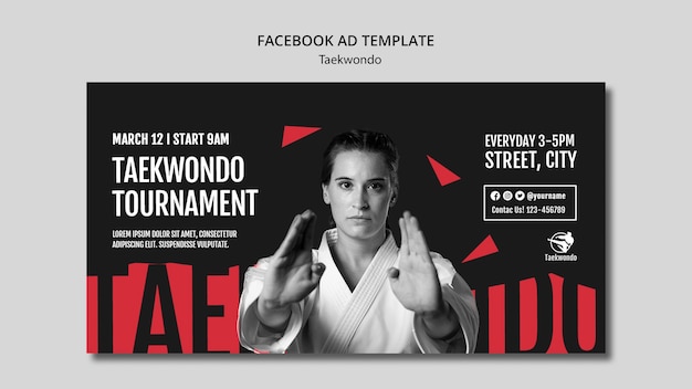 Modelo de facebook de prática de taekwondo