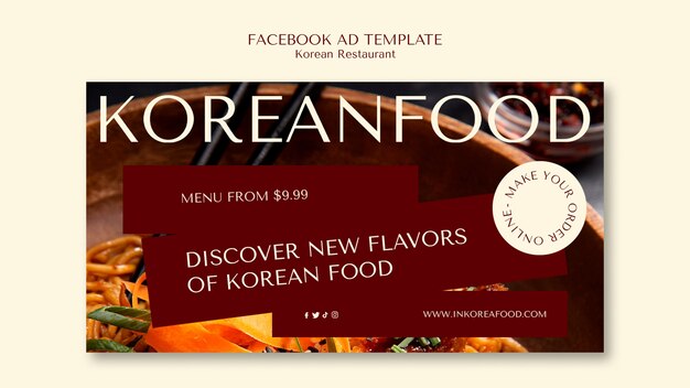 Modelo de facebook de restaurante coreano