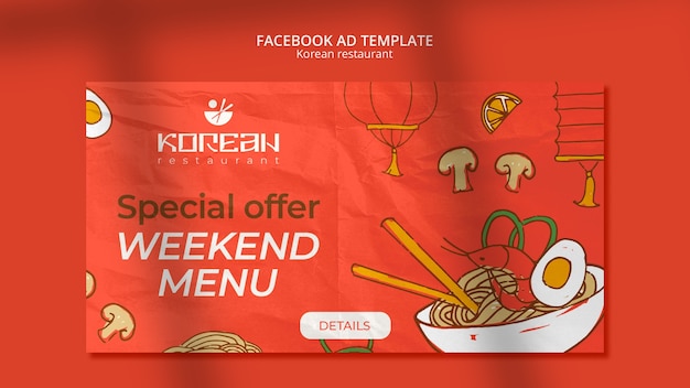 Modelo de facebook de restaurante coreano