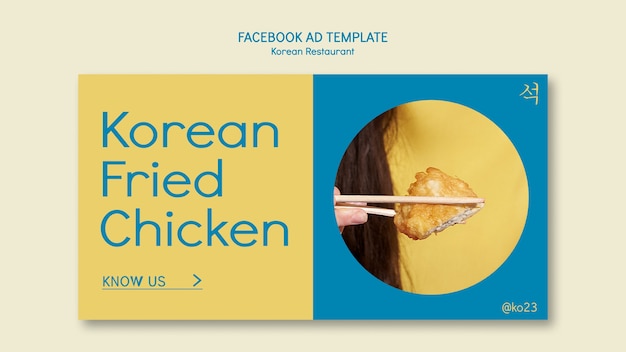 PSD grátis modelo de facebook de restaurante de comida coreana