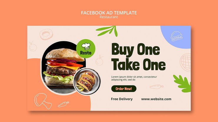 PSD grátis modelo de facebook de restaurante de comida deliciosa