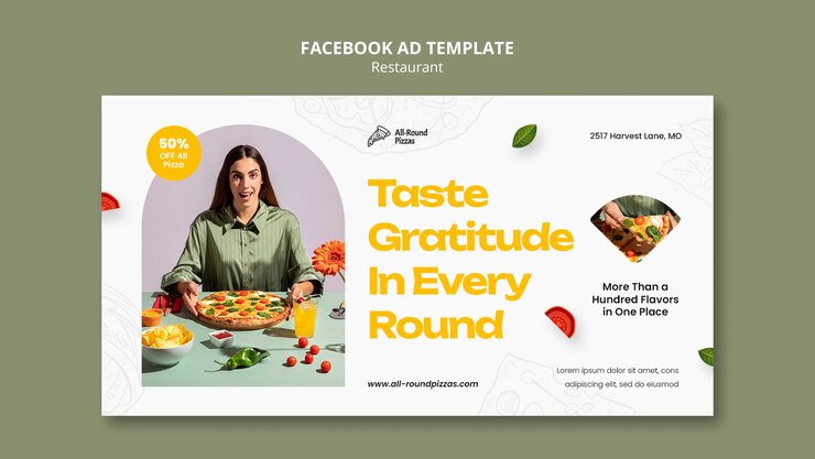 PSD grátis modelo de facebook de restaurante de comida deliciosa