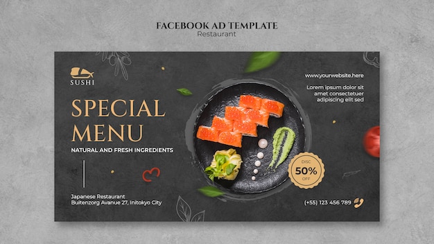 PSD grátis modelo de facebook de restaurante de comida deliciosa