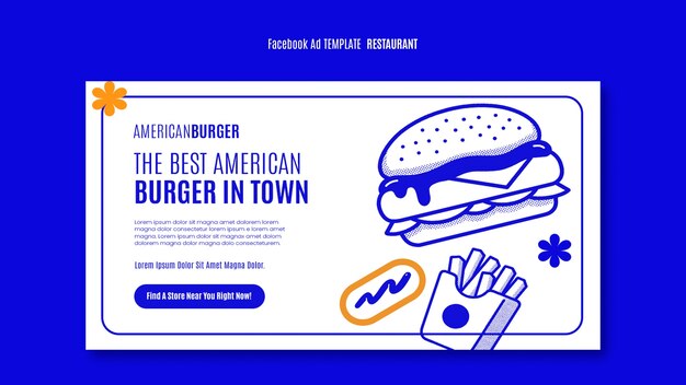 Modelo de facebook de restaurante desenhado à mão
