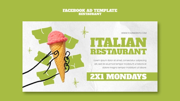 PSD grátis modelo de facebook de restaurante italiano desenhado à mão