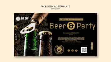 PSD grátis modelo de facebook de rótulo de cerveja de design plano