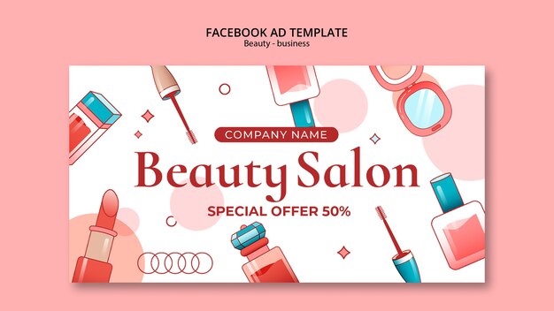 Modelo de facebook de salão de beleza desenhado à mão