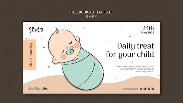 Modelo de facebook de saúde de bebê desenhado à mão