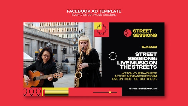 Modelo de facebook de sessões de música de rua